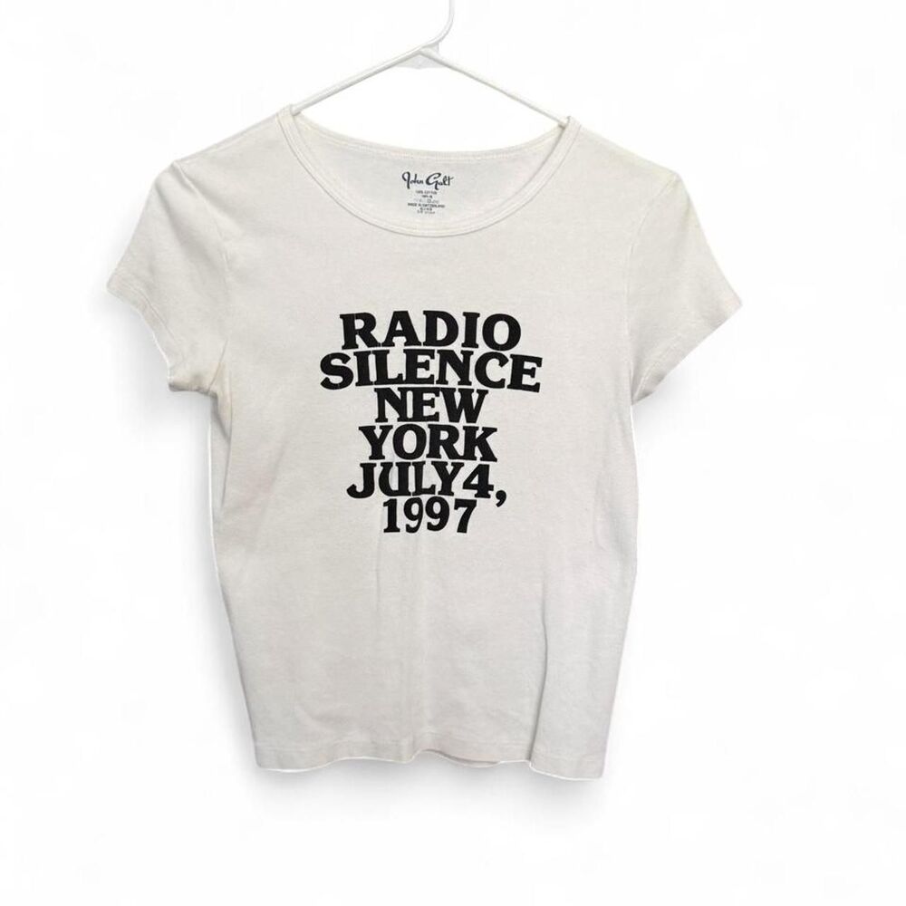 Brandy Melville John Galt Radio Silence 1997 Baby Tee White One Size